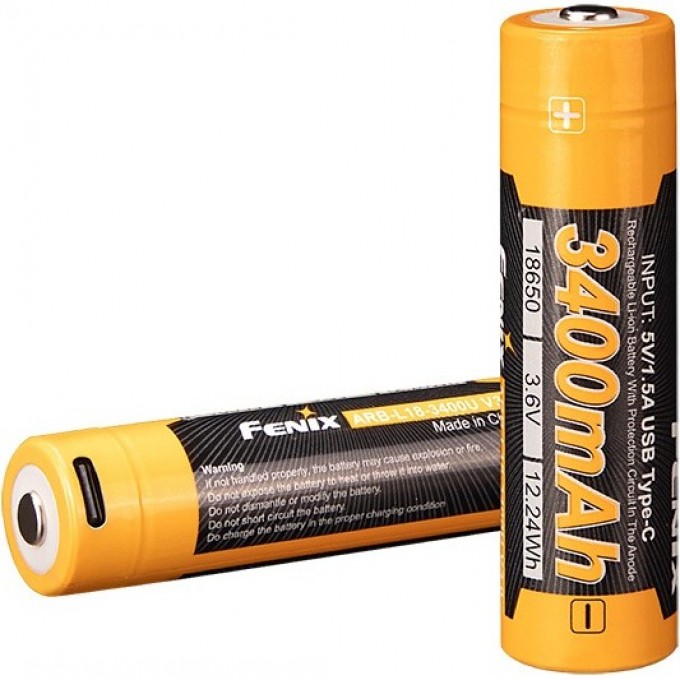 Аккумулятор 18650 FENIX ARB-L18-3400U V3.0 с разъемом для USB ARB-L18-3400UV30 Аккумулятор 18650 FENIX ARB-L18-3400U V3.0 с разъемом для USB ARB-L18-3400UV30
